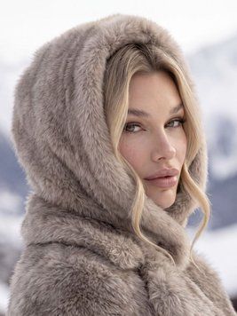 Женский капор Sable Fur теплый с экомеха бежевый 20018214 фото