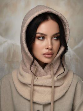 Женский капор Teddy букле с каракуля с воротником бежевый 20014438 фото