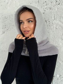 Женский капор Teddy букле с каракуля с воротником серый 20014452 фото