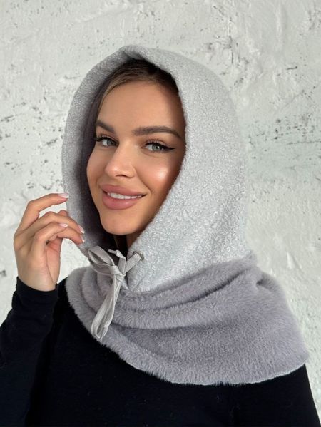 Женский капор Teddy букле с каракуля с воротником серый 20014452 фото