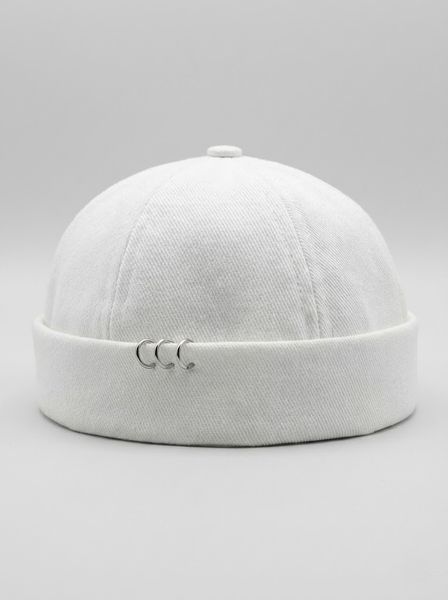Женская кепка докер с джинса с кольцами белая 20015169 фото