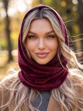 Женский капор Mikayla велюровый двойной бордовый (вишневый) 20016999 фото