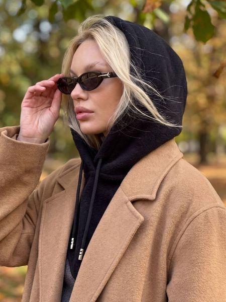 Женский капор Fleece с экомеха с воротником черный 20017002 фото