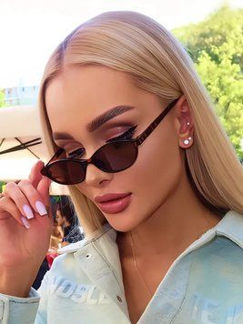 Окуляри сонцезахисні овальні Glass леопардові коричневі з коричневими лінзами 20012960 фото