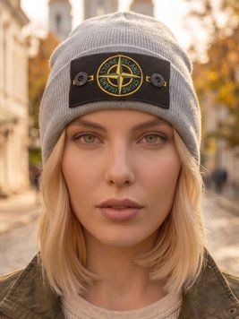 Шапка унисекс SI Beanie with Compass Logo Patch с отворотом серая 20017880 фото