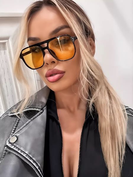 Окуляри сонцезахисні авіатор Aviator чорні з жовтими лінзами 20014629 фото