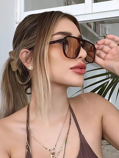 Очки солнцезащитные авиатор Aviator леопардовые с коричневыми линзами 20014636 фото