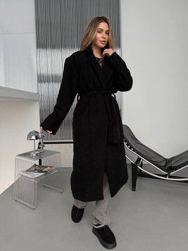 Жіноче пальто Overcoat з кашеміру на підкладці вільного крою з поясом чорне 42-46 20018443 фото