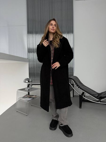 Жіноче пальто Overcoat з кашеміру на підкладці вільного крою з поясом чорне 42-46 20018443 фото