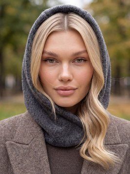 Жіночий капор Wool з екохутра на кнопках сірий 20017248 фото