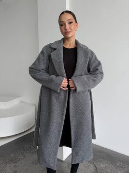 Жіноче пальто Overcoat з кашеміру на підкладці вільного крою з поясом сіре 42-46 20018467 фото