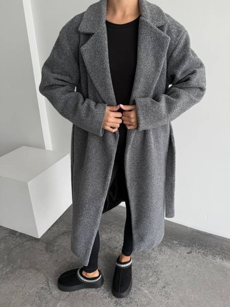 Жіноче пальто Overcoat з кашеміру на підкладці вільного крою з поясом сіре 42-46 20018467 фото