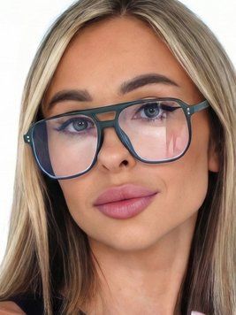 Очки солнцезащитные авиатор Aviator имиджевые зеленые с прозрачными линзами 20011574 фото