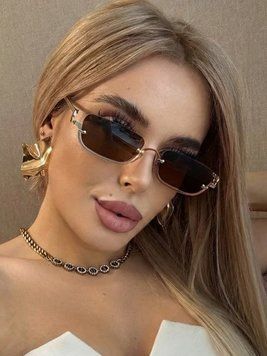 Очки солнцезащитные унисекс полуободковые Relish золотистые с коричневыми линзами 20014674 фото